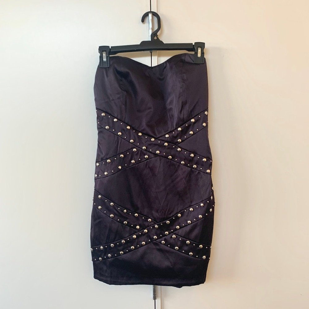 NWT Purple Strapless Dress w/ Silver Stud Detail